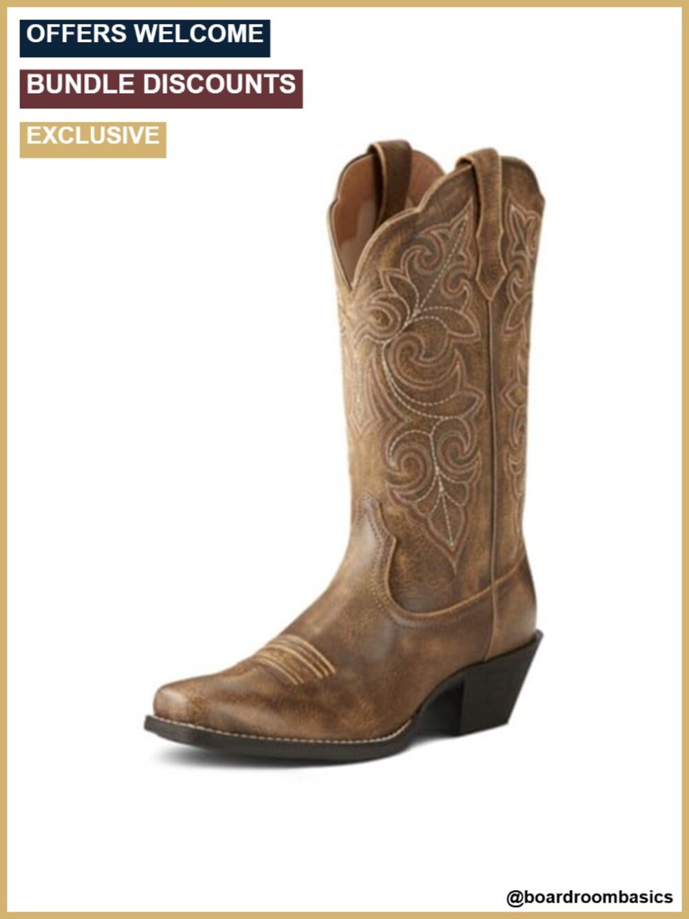 Full-Grain Leather Western Boots Square Toe Cowboy Country